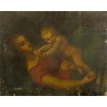 19thC Continental School. Madonna and child, oil on canvas, 51cm x 65.5cm.