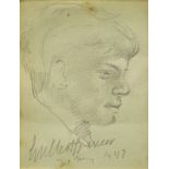 Spencer (20thC). Study of a young man, pencil, signed and dated 31 May 1992, 12cm x 9cm, and a frame