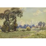 F. Farmer (20thC). Country landscape, watercolour, signed, 23cm x 33cm, and a 19thC watercolour titl