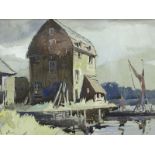 J.F. Clarke (20thC). Tidemill, Woodbridge, Suffolk, watercolour, signed and titled verso, 27cm x 36c