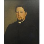 19thC School. Portrait, late vicar of Croft Church nr Skegness, oil on canvas laid on board, 66cm x