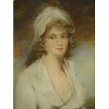 19thC British School. Half length portrait of a maiden, pastel, 76cm x 63cm.