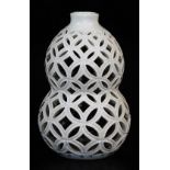 A Japanese Hirado porcelain reticulated double gourd vase, marked Dai Nihon, Mikawachi Furusei