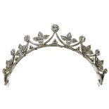 A late 18th/early 19thC tiara, set with an arrangement of paste stones, set in floral clusters and