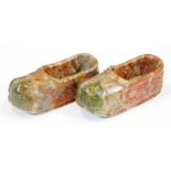 A pair of Chinese soapstone clogs, 10cm wide.