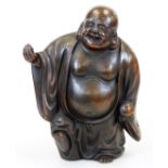 A Japanese Bizen figure of Hotei, one of the Seven Lucky Gods of Japan, impressed seal mark to the