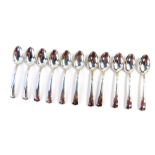 A set of eleven Italian teaspoons, by Calderoni Gioielli, white metal, stamped 800, 9.96oz.