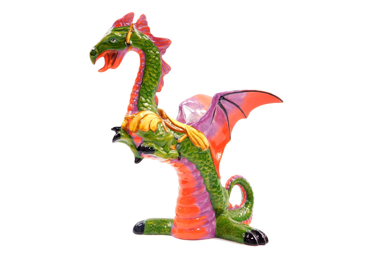 A Lorna Bailey pottery figure of a dragon, limited edition 11/100, printed and painted marks, 27.5cm - Image 2 of 5