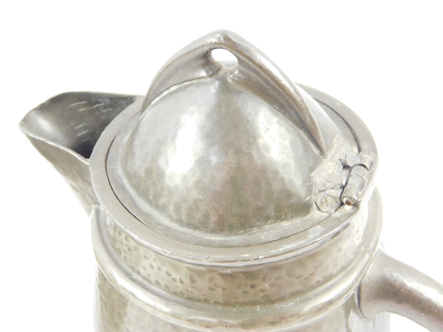 A Liberty & Co Tudric pewter jug, with a hinged lid, No 0232, impressed marks, 18.5cm high., - Image 2 of 2