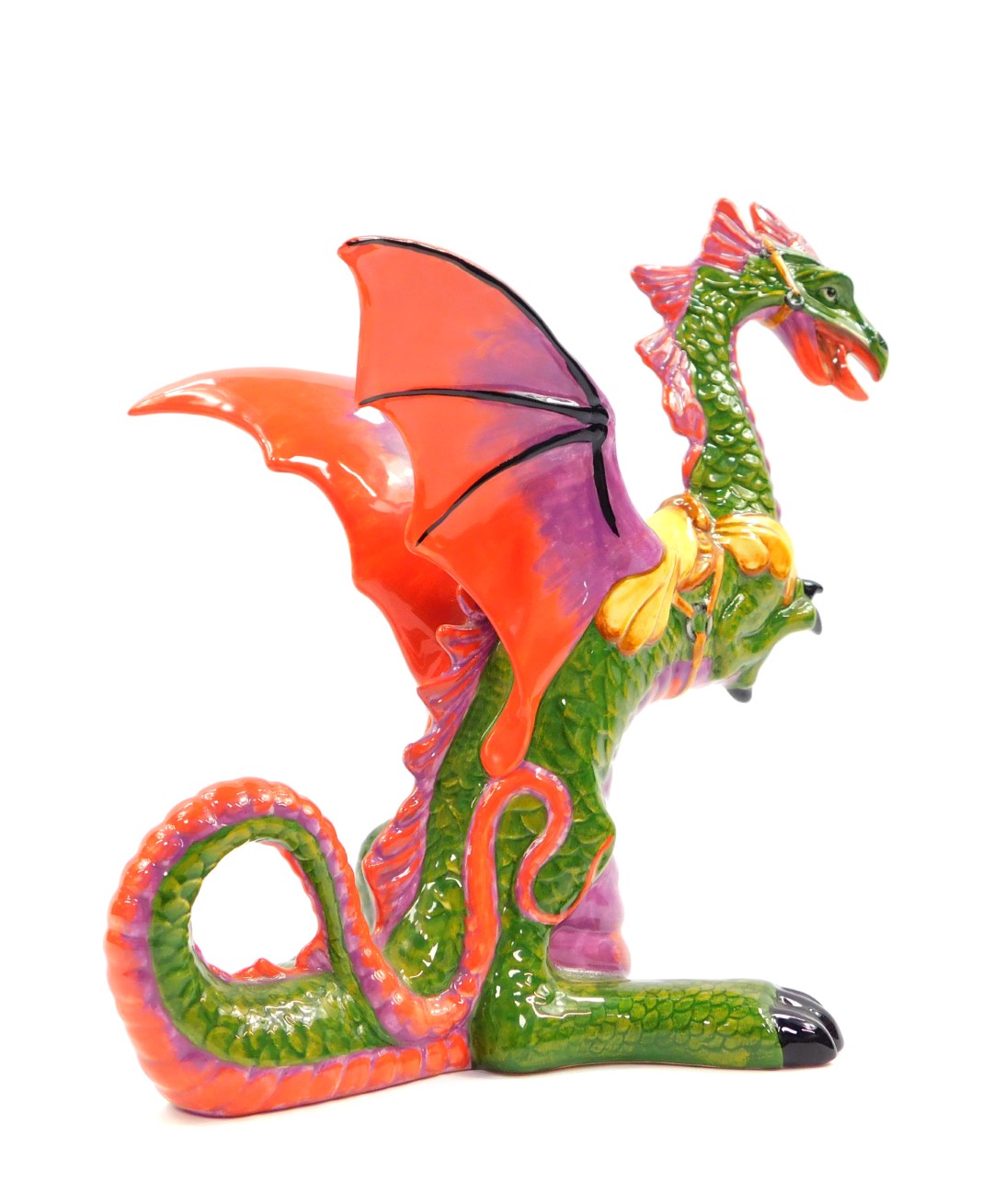 A Lorna Bailey pottery figure of a dragon, limited edition 11/100, printed and painted marks, 27.5cm - Image 4 of 5
