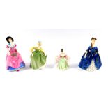 Three Royal Doulton figures, modelled as Debbie HN2385., Fair Maiden HN2211., and Sara HN3219,