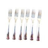 A set of six Italian cake forks, by Calderoni Gioielli, white metal stamped 800, 4.60oz.