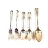 A Victorian silver Kings pattern dessert spoon, monogram engraved, the reverse of the bowl with