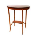An Edwardian quarter veneered mahogany and satin wood occasional table, with rosewood banding to the