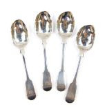 A set of four Victorian silver dessert spoons, monogram engraved, John & Henry Lias, London 1847,