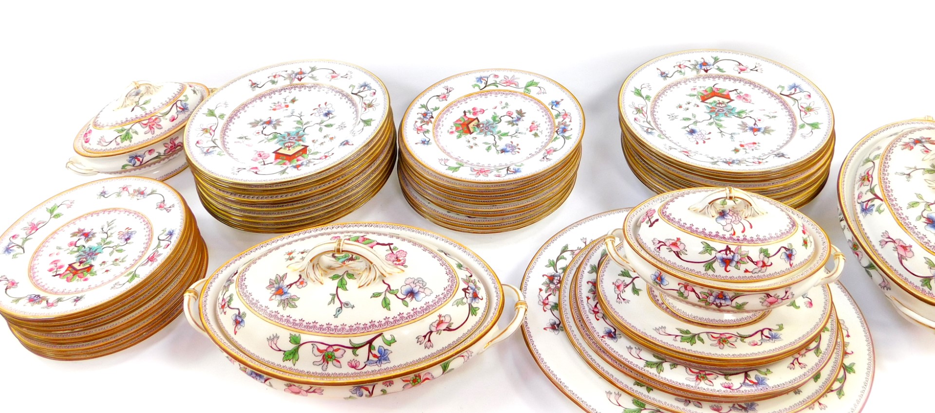 A Royal Worcester porcelain Japan pattern dinner service, c1906, No 5969, printed and painted marks,