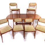A d-SCAN teak dining room suite, comprising extending dining table and six chairs, table 97cm
