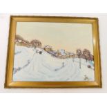 Bill Sly (British, late 20thC). Winter street scene in the Malverns, oil on board, signed, dated '