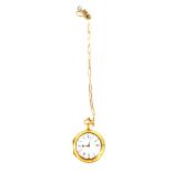 A George III gold pair cased pocket watch, open faced, key wind, white enamel dial bearing Roman and