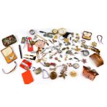 Silver and costume jewellery, including brooches, hat and tie pins, hair ornaments, etc., two