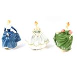 Three Royal Doulton figures, comprising Michele HN2234., Fragrance HN2334., and First Dance HN2803.