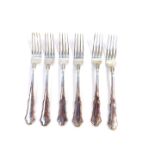 A set of six Continental table forks, white metal, stamped 800, 11.31oz.