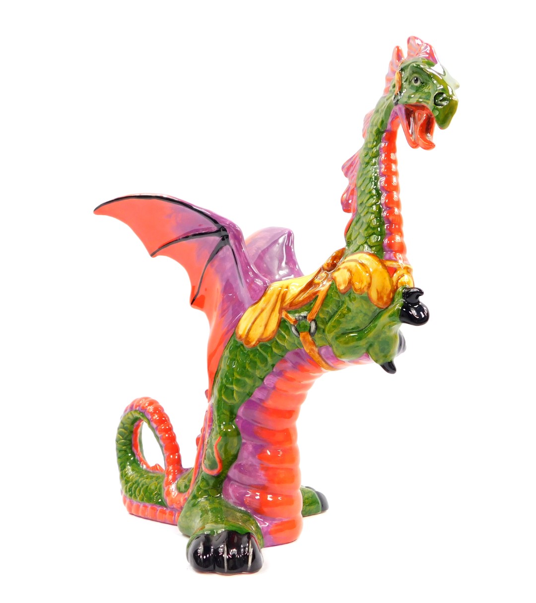 A Lorna Bailey pottery figure of a dragon, limited edition 11/100, printed and painted marks, 27.5cm