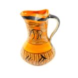 A Myott Son & Company pottery Art Deco jug, with painted decoration, No 8387., printed marks, 20.5cm