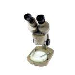 An Olympus binocular microscope VT-II, serial number 218498.
