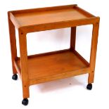 A teak two tier hostess service trolley, 73cm x 40cm.