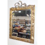 A 19thC gilt wood rectangular gilt wood and gesso rectangular wall mirror, moulded with flowers,