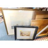 A pair of 19thC marine engravings, after W J Huggins, prints, photographs, etc. (a quantity)