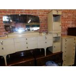 A mid 20thC cream painted part bedroom suite, comprising dressing table, 127cm high, 154cm wide,