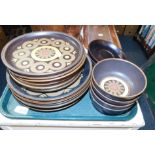 Denby pottery decorated in the Arabesque pattern, comprising six dinner and dessert plates, four