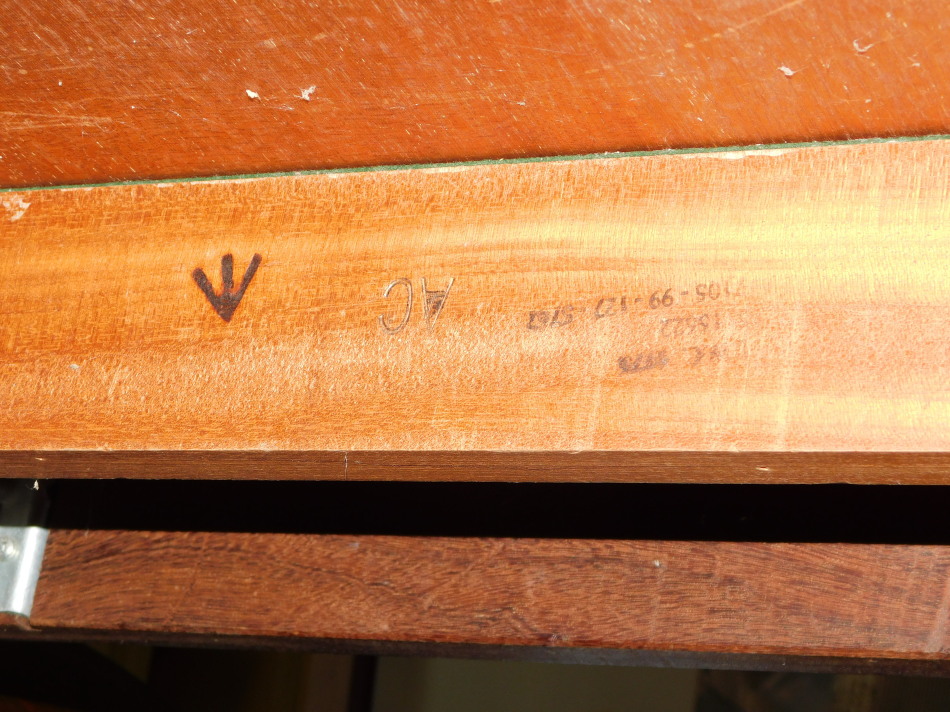 A teak games table, stamped verso AC (Military mark) 1975, raised on square legs, 71cm high, 92cm - Image 3 of 4