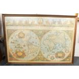 A print of a 17thC map of the world.