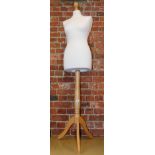 A beech mannequin stand, 154cm high.