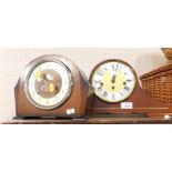 A Cope oak cased mantel clock, together with an H Samuel Napoleon hat mantel clock, with German