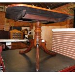 A 19thC mahogany tilt top occasional table, raised on a tripod base, 47cm high, 67cm wide, 53cm