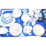 Ceramics including tea cups and saucers, a Minton soup cup and saucer, figural match striker '