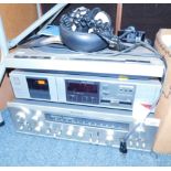 A Sony FM Stereo receiver, STR-6200F, an AKAI stereo cassette deck, HX-A3, a Pioneer turntable,