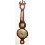 Pechner Lincoln. A late 19thC mahogany five dial banjo barometer, in a swan neck pedimented case, wi