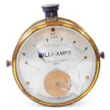 An early 20thC Watson & Son Milli-amps brass cased amp meter, with Arabic dial, in plain case, 18cm