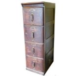 A mid 20thC oak stained Miscellaneous filling cabinet, of four drawers with vertical handles and met