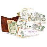 Various bank notes, to include one pound, Page X2OB, ten shilling, Fforde 97Y332238, various others,