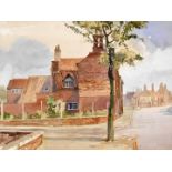 Sidney Wright (20thC Retford School). Street scene with tree before house, watercolour, signed, 37cm