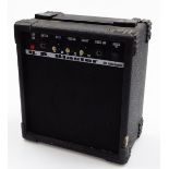 A BB blaster BB10 10 watt amplifier, with speaker front and upper carrying handle in black colour wa