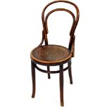 A mid 20thC bentwood chair, with shaped back, circular seat and splayed legs, 75cm high.