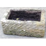 A stone trough, of rectangular form, 20cm high, 51cm wide, 34cm deep.