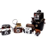 Various cameras, a Zeiss Ikon Colora camera 9cm high in fitted case, a Beirette camera, Jabis and ot